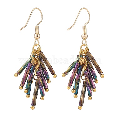 Glass Twisted Bugle Cluster Earrings Sets for Women(EJEW-JE05059)-3