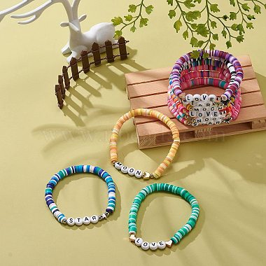 9Pcs 9 Style Handmade Polymer Clay Heishi Surfer Stretch Bracelets Set(BJEW-JB08863)-2