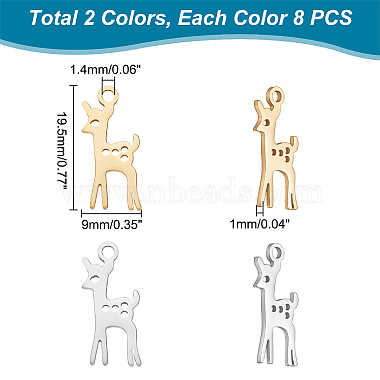 16Pcs 2 Colors Ion Plating(IP) 201 Stainless Steel Pendants(STAS-UN0043-41)-2