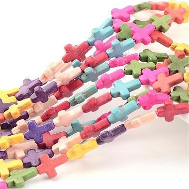 16mm Mixed Color Cross Howlite Beads