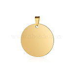 Ion Plating(IP) 304 Stainless Steel Pendants, Manual Polishing, Flat Round Charm, Stamping Blank Tag, Golden, 29.5~30x1.5mm, Hole: 8.5x3.5mm(STAS-I311-05B-G)