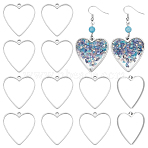 16Pcs 304 Stainless Steel Pendants, Moon Star Heart Triangle Charm, Heart, 33x31x3mm, Hole: 2mm(STAS-UN0064-02A)
