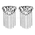 2Pcs Iron Chain Tassel Epaulettes, Rhinestone Detachable Shoulder Badge, with Cloth & Felt Findings, Platinum, 165x110x16mm(FIND-HY0002-69)