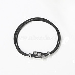 304 Stainless Steel French Wire Multi-strand Stretch Bracelets with Coluum Beads for Women, Black, 7.48 inch(19cm)(WG65DB7-01)