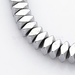 Electroplate Non-magnetic Synthetic Hematite Beads Strands, Faceted Square, Platinum Plated, 4x4x2mm, Hole: 1mm, about 210pcs/strand, 15.7 inch(G-J224B-08)