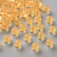 Transparent Acrylic Beads, Round, Gold, 6x5mm, Hole: 1.8mm, about 440pcs/50g(X-MACR-S370-A6mm-719)