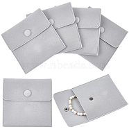Square Velvet Jewelry Bags, with Snap Fastener, Gainsboro, 10x10x1cm(TP-BBC0001-01A-05)