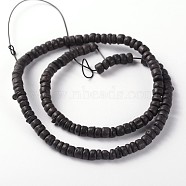 Natural Coconut Column Bead Strands, Black, 5x2~4.5mm, Hole: 1mm, about 15.4 inch(X-COCB-O001-07)