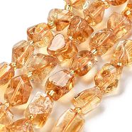 Natural Citrine Beads Strands, with Glass Seed Beads, Nuggets, 12~20x9~13x5~10mm, Hole: 1.2mm, about 22~26pcs/strand, 14.57~15.16''(37~38.5cm)(G-H074-C02-02)