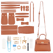 DIY Imitation Leather Handbag Making Kits, including Scissor, Needle, Thread and Alloy Clasps, Chocolate(DIY-WH0374-63B)
