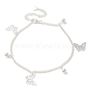 304 Stainless Steel Charm Bracelets, Curb Chain Bracelets, Butterfly, 8-1/2 inch(21.7cm), Butterfly: 10.5x15x0.5mm(BJEW-L673-022S-03)