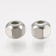 Eco-Friendly 201 Stainless Steel Beads, Faceted, Rondelle, Stainless Steel Color, 3.5x4x4mm, Hole: 1.5mm(X-STAS-S104-02)