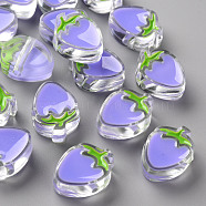 Transparent Enamel Acrylic Beads, Strawberry, Lilac, 25.5x19x9mm, Hole: 3.5mm(TACR-S155-003J)