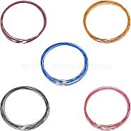 Unicraftale Stainless Steel Wire Necklace Cord DIY Jewelry Making, with Brass Screw Clasp, Mixed Color, 17.5 inchx1mm, Diameter: 14.5cm, 5 colors, 15pcs/color, 75pcs/set(TWIR-UN0001-04)