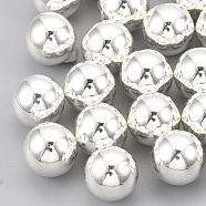 ABS Plastic Beads, No Hole/Undrilled, Round, Silver Color Plated, 8mm, about 2000pcs/500g(OACR-S033-8mm-02)