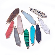Electroplate Natural & Synthetic Mixed Stone Pendants, with Iron Findings, Sword, Golden, 42~43x10~11x4mm, Hole: 2mm(G-S344-24-M)