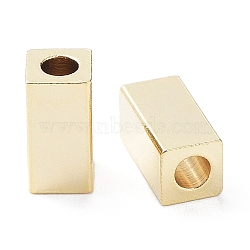 304 Stainless Steel Beads, Cuboid, Real 24K Gold Plated, 8x4x4mm, Hole: 2mm(STAS-P327-05B-G)