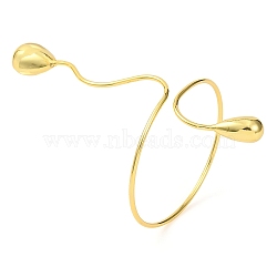 Brass Cuff Bangles for Women, Lead Free & Cadmium Free, Teardrop, Golden, Inner Diameter: 2-3/8 inch(6.1cm)(BJEW-F477-01G)