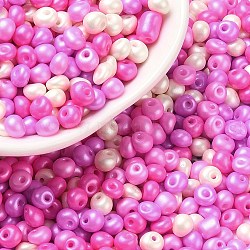 6/0 Glass Seed Beads, Opaque Colours Luster, Teardrop, Colorful, 4~5x4~4.5x3~4mm, Hole: 0.8~0.9mm, about 5625pcs/pound(SEED-L011-08A-04)