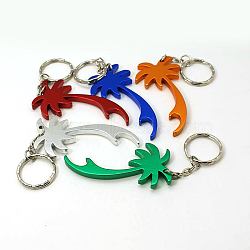 Aluminum Alloy Bottle Openners, with Iron Rings, Coconut Tree, Mixed Color, 118mm(AJEW-G001-06)