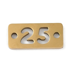 304 Stainless Steel Connector Charms, Laser Cut, Hollow Number 25 Links, Golden, 7x15x1.2mm, Hole: 1.5mm(STAS-L279-020G)