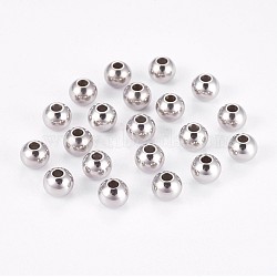 Tarnish Resistant 202 Stainless Steel Rondelle Spacer Beads, Stainless Steel Color, 6x5mm, Hole: 2mm(STAS-F094-06B-P)