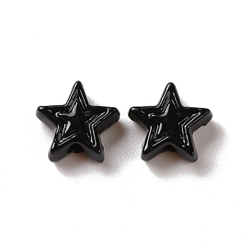 Spray Painted Alloy Beads, Star, Black, 7x7.5x3.2mm, Hole: 1.2mm