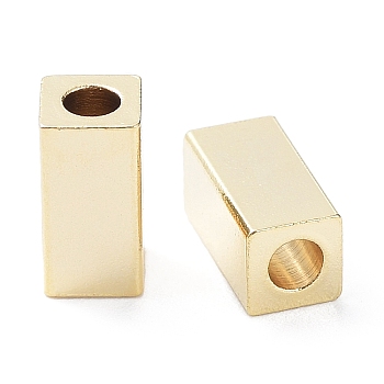 304 Stainless Steel Beads, Cuboid, Real 24K Gold Plated, 8x4x4mm, Hole: 2mm
