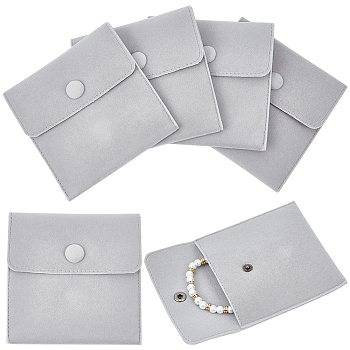 Square Velvet Jewelry Bags, with Snap Fastener, Gainsboro, 10x10x1cm