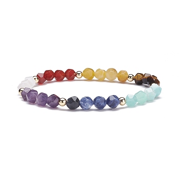 Chakra Theme Natural Stone Beads Stretch Bracelets for Girl Women, Inner Diameter: 2-1/4 inch(5.8cm)