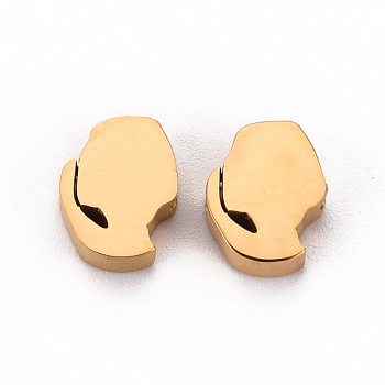 304 Stainless Steel Beads, Laser Cut, Girl, Real 18K Gold Plated, 10x8x3mm, Hole: 1.5mm