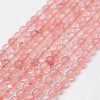 Cherry Quartz Beads Strands, Round, Salmon, 3mm, Hole: 0.5mm, about 125pcs/strand