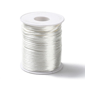 45M Polyester Cord, Satin Rattail Cord, for DIY Chinese Knot Making, White, 1.5mm, about 49.21 Yards(45m)/pc