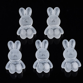 Frosted Acrylic Beads, Rabbit, Clear, 24.5x14.5x11mm, Hole: 2.5mm, about 300pcs/500g