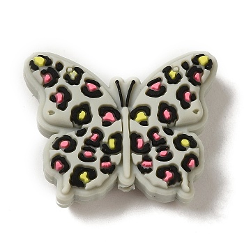 Silicone Beads, Butterfly, Gray, 24x30x9mm, Hole: 2mm