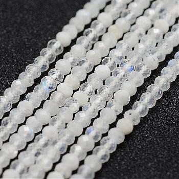 Natural Rainbow Moonstone Quartz Bead Strands, Round, Faceted, 3mm, Hole: 0.5mm, about 160pcs/strand, 15.5 inch(39.5cm)
