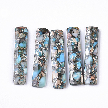 Synthetic Regalite/Imperial Jasper/Sea Sediment Jasper Pendants, Dyed, Rectangle, Light Sky Blue, 48x10x4mm, Hole: 1.2mm