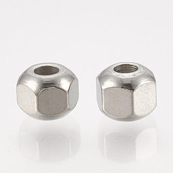Eco-Friendly 201 Stainless Steel Beads, Faceted, Rondelle, Stainless Steel Color, 3.5x4x4mm, Hole: 1.5mm
