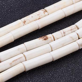 Natural Magnesite Beads Strands, Dyed, Column, White, 12~14x4mm, Hole: 1mm, about 30pcs/strands, 15.7 inch(40cm)