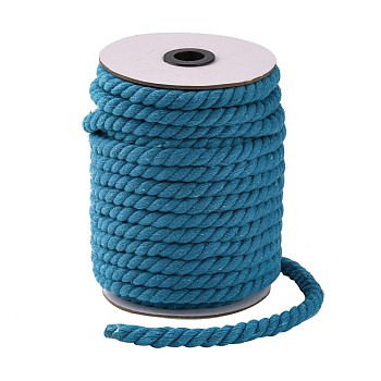 3-Ply Macrame Cotton Cord, Twisted Cotton Rope, for Wall Hanging, Plant Hangers, Crafts and Wedding Decorations, Dodger Blue, 12mm, about 21.87~24.05 yards(20~22m)/roll