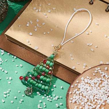 Christmas Glass Seed Beaded Pendant Decorations(HJEW-TA00013)-6