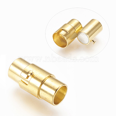Brass Locking Tube Magnetic Clasps(X-MC076-G)-2