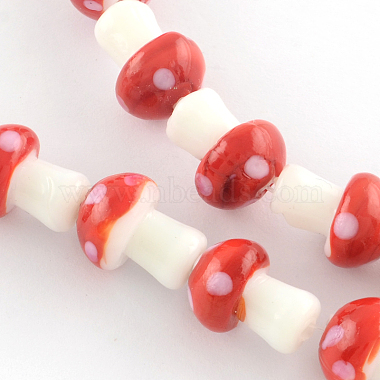 Mushroom Handmade Lampwork Beads Strands(LAMP-R116-13)-2