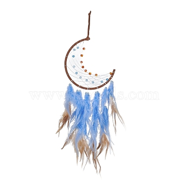 Iron Woven Web/Net with Feather Pendant Decorations(AJEW-B017-11)-2