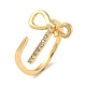Brass with Cubic Zirconia Open Cuff Rings(RJEW-B052-02G)-1