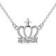 Trendy Silver Color Plated Brass Cubic Zirconia Crown and Cross Pendant Necklaces(NJEW-BB12661)-1