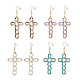 Natural Gemstone Braided Hollow Out Cross Dangle Earrings(EJEW-JE05138)-1