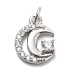 925 Charms de media luna con circonitas cúbicas transparentes y micropavé de plata esterlina(STER-S009-04S)-1