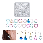 DIY Star/Heart/Flower/Rabbit Shaker Filler Silhouette Silicone Quicksand Molds, Resin Casting Molds, for UV Resin, Epoxy Resin Craft Making, Mixed Patterns, 85x85x4mm, Inner Diameter: 8.5~15x10~15mm(DIY-G079-03A)