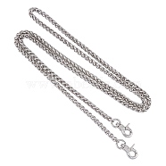 Bag Strap Chains, with Iron Rope Chains and Alloy Swivel Clasps, for Bag Straps Replacement Accessories, Platinum, 119x0.6cm(FIND-WH0043-91P)